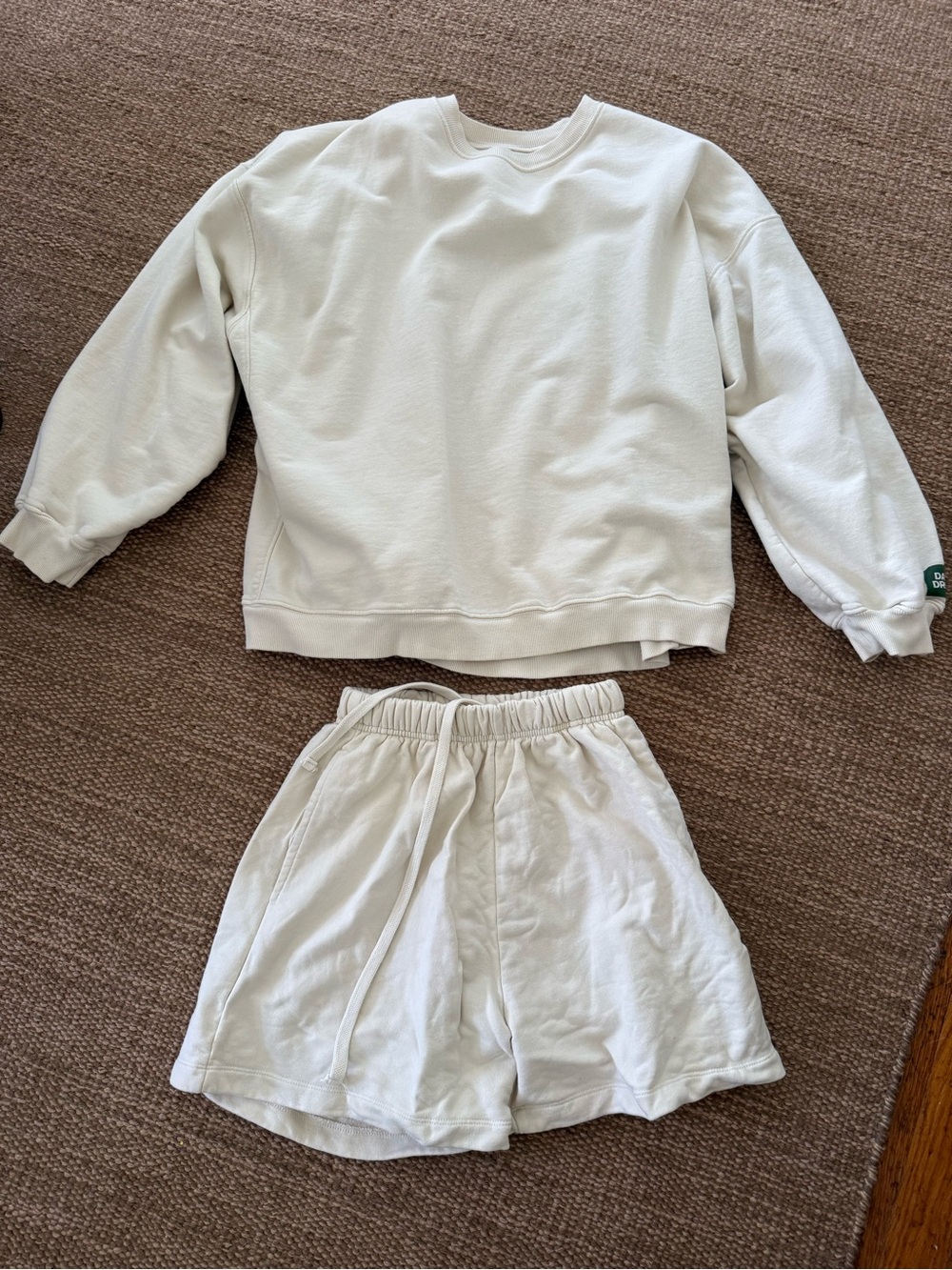 DAILY DRILLS Sand Oversized Crew + Matching Shorts Set XS/S